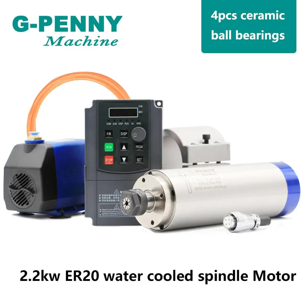 2.2KW ER20 Water Cooled Spindle Kit Water Cooling Spindle Motor & 2.2kw Inverter & 80mm Spindle Bracket & 75w Water Pump
2.2KW ER20 Water Cooled Spindle Kit Water Cooling Spindle Motor & 2.2kw Inverter & 80mm Spindle Bracket & 75w Water Pump