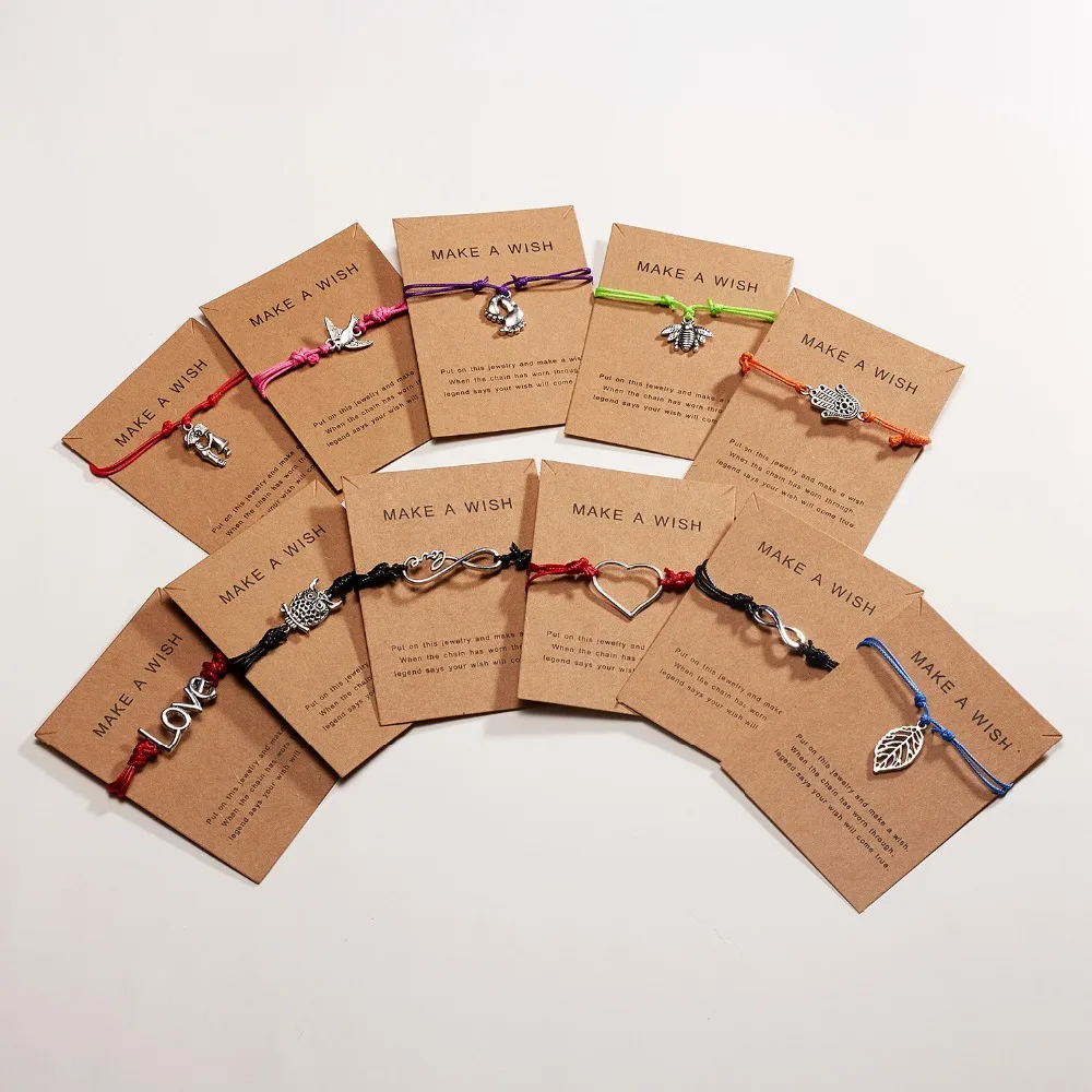 11 Styles Adjustable Bracelets Love Heart Baby Feet Boys Girls Owl Leaf Charm Bracelet with Card Friendship Lover's Couple Gift
11 Styles Adjustable Bracelets Love Heart Baby Feet Boys Girls Owl Leaf Charm Bracelet with Card Friendship Lover's Couple Gift