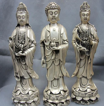 bi001879 11 Tibet White Copper Silver Three Saints of the West Kwan-yin Buddha Statue Set
bi001879 11 Tibet White Copper Silver Three Saints of the West Kwan-yin Buddha Statue Set