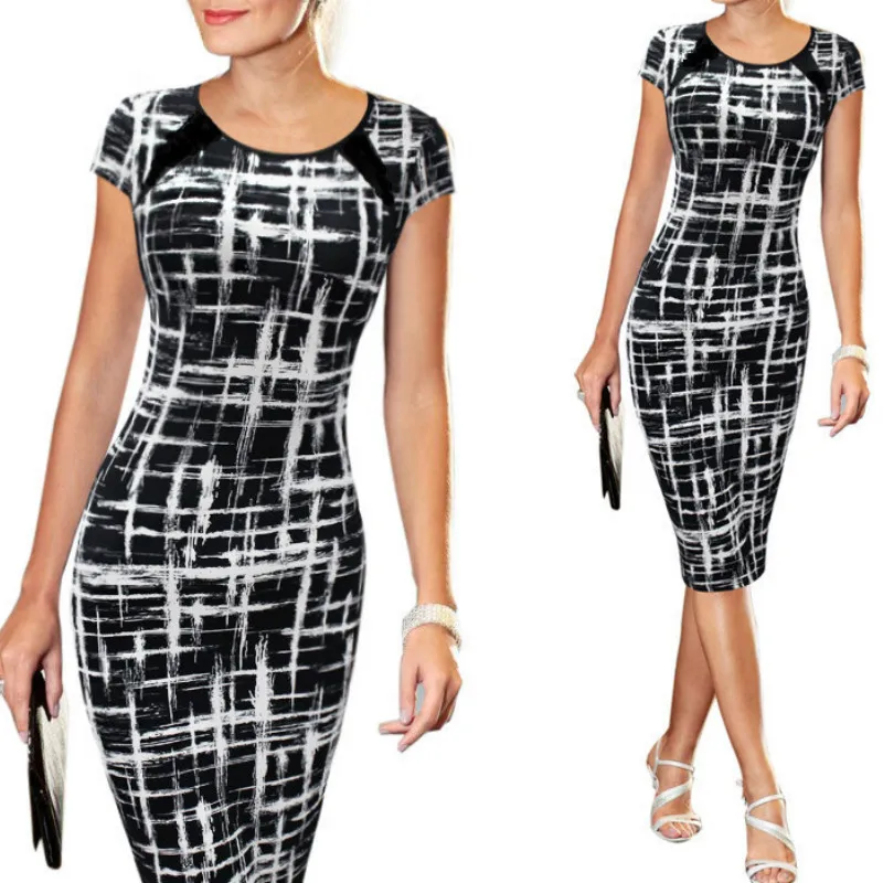 Elegant Office Lady Work Slim Pencil Dress Women Summer Dress Print Short Sleeve Bodycon Split Midi Dresses Party Black Vestido
Elegant Office Lady Work Slim Pencil Dress Women Summer Dress Print Short Sleeve Bodycon Split Midi Dresses Party Black Vestido