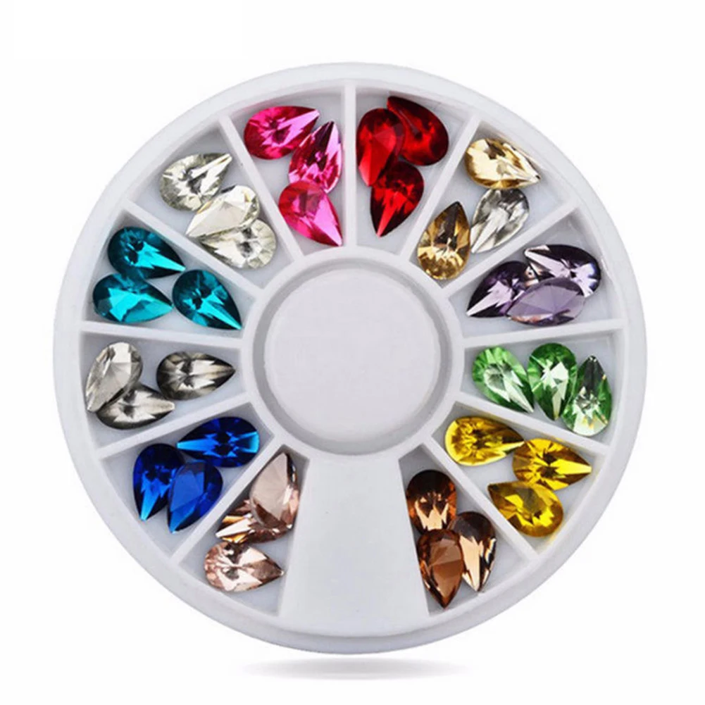 Mixed Color 3D Nail Art Acrylic Tips Wheel Waterdrop DIY Glitter Manicure Decor | Красота и здоровье