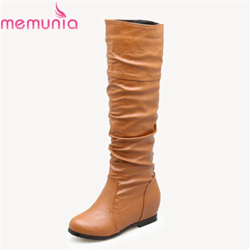 MEMUNIA 2020 new arrival winter boots womens slip on round toe height increasing heels boots pu leather knee high boots
MEMUNIA 2020 new arrival winter boots womens slip on round toe height increasing heels boots pu leather knee high boots