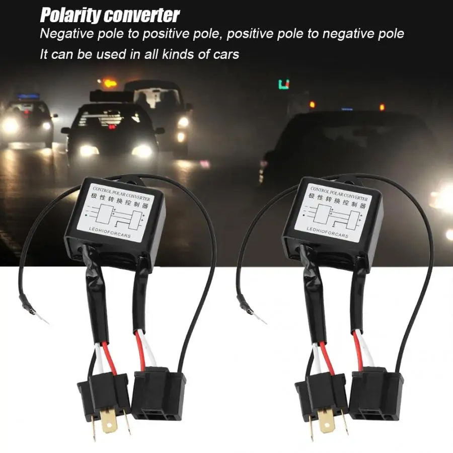 Polarità invertita 2pcs LED Convertitore negativo Adattatore per cablaggio con interruttore negativo polare adatto per H4 Polarità invertita 2pcs LED Convertitore negativo Adattatore per cablaggio con interruttore negativo polare adatto per H4