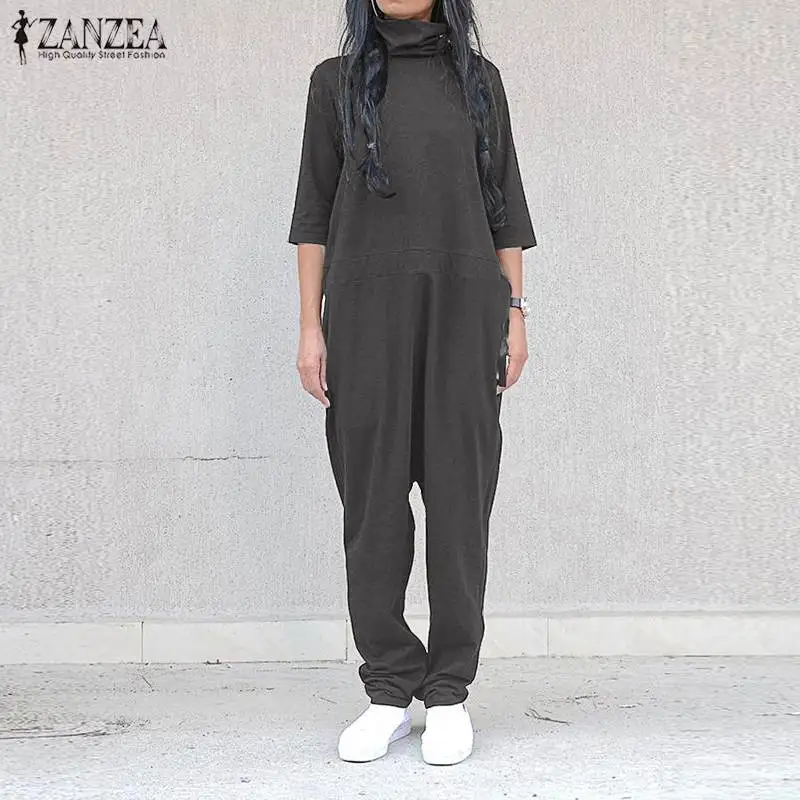 Overalls Women's Jumpsuits 2019 ZANZEA Autumn Vintage Cowl Neck Half Sleeve Playsuits Autumn Solid Rompers Combinaison Femme 5XL
Overalls Women's Jumpsuits 2019 ZANZEA Autumn Vintage Cowl Neck Half Sleeve Playsuits Autumn Solid Rompers Combinaison Femme 5XL