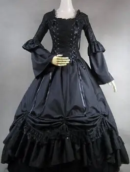 2015 Black Long Sleeves Ruffles 18th Century Gothic Victorian Dresses Halloween Victorian Ball Gowns/Party Dress
2015 Black Long Sleeves Ruffles 18th Century Gothic Victorian Dresses Halloween Victorian Ball Gowns/Party Dress