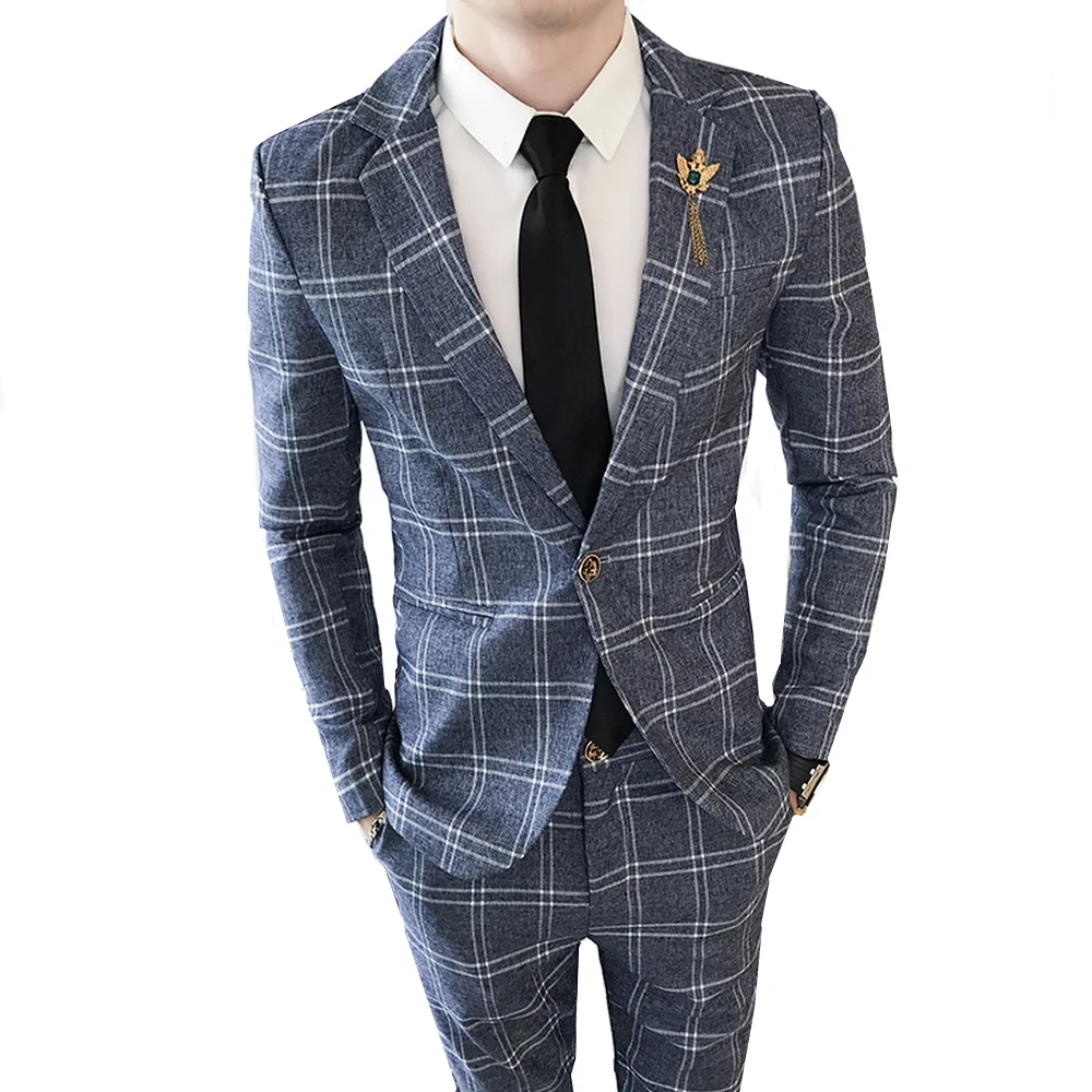 Mens British Business Casual Slim Fit Plaid Suits Blazers Male 2 Piece(Blazer + pants) handsome Wedding Groom Dress Suit
Mens British Business Casual Slim Fit Plaid Suits Blazers Male 2 Piece(Blazer + pants) handsome Wedding Groom Dress Suit