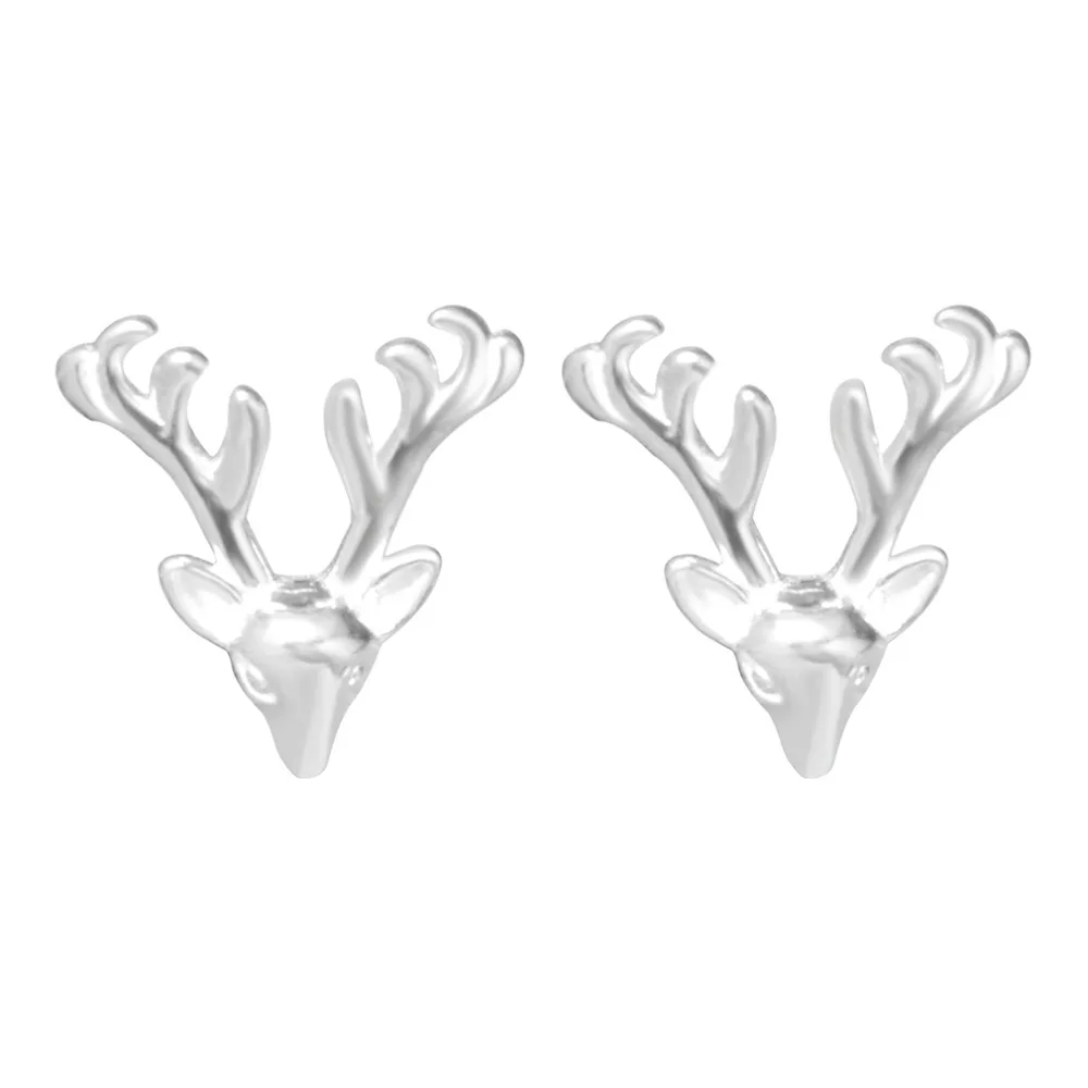 1Pair Free Shipping Fashion 925 Sterling Silver Cute Little Deer Stud Earrings Antler Jewelry Pendientes Brincos