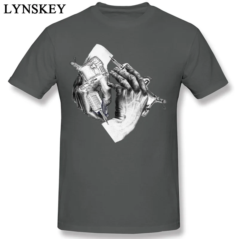 Faddish Normal Tops T Shirt Escher Tattoo Summer/Fall Short Sleeve 100% Cotton O-Neck Male T Shirts Normal Tee Shirts carbon