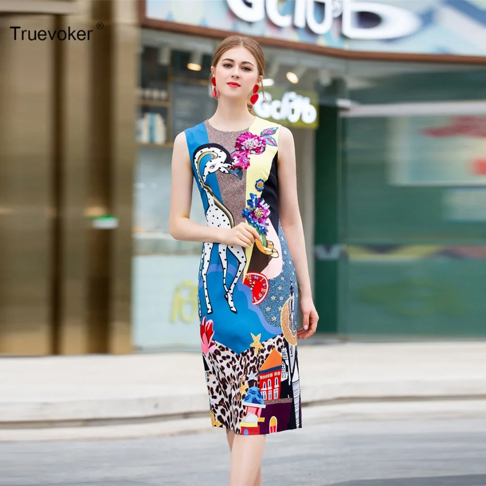 Truevoker Spring Designer Tank Dress Women's High Quality Fancy Printed Beading Diamond Knee Length Robe Femme Ete
Truevoker Spring Designer Tank Dress Women's High Quality Fancy Printed Beading Diamond Knee Length Robe Femme Ete