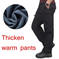 Winter Double Layer Men's Cargo Pants Warm Thick Baggy Pants Cotton Trousers For Men Male Military Camouflage Tactical image