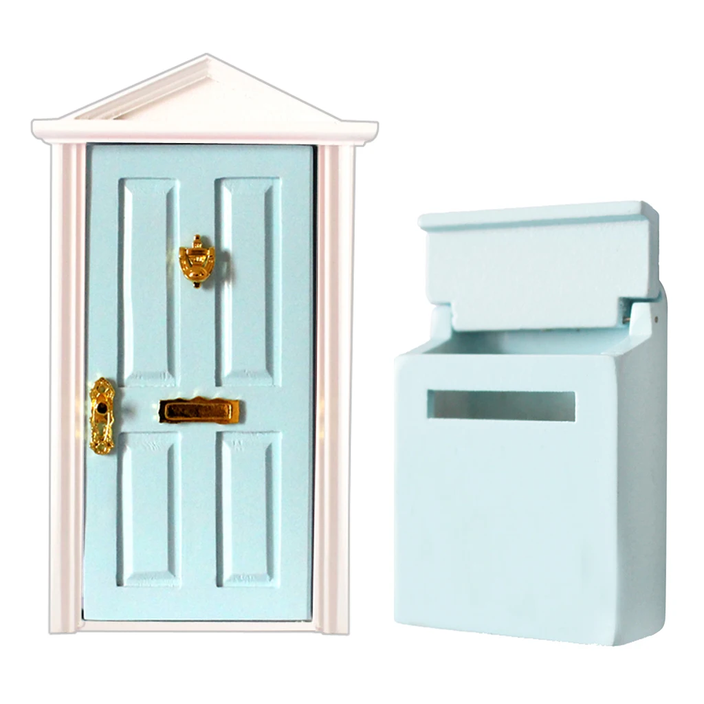 1:12 DollHouse Miniature Blue Wooden Mailbox Steepletop Door With Hardware Dolls House Miniature Door 1:12 DollHouse Miniature Blue Wooden Mailbox Steepletop Door With Hardware Dolls House Miniature Door