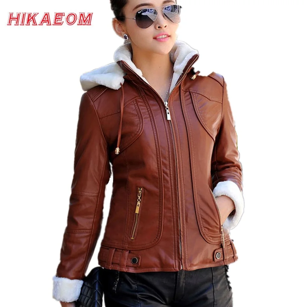 Hoody Faux Leather Jacket Women Jaqueta De Couro Feminina PU Suede Women's Short Motorcycle Biker Jacket Coat Chaquetas Mujer
Hoody Faux Leather Jacket Women Jaqueta De Couro Feminina PU Suede Women's Short Motorcycle Biker Jacket Coat Chaquetas Mujer