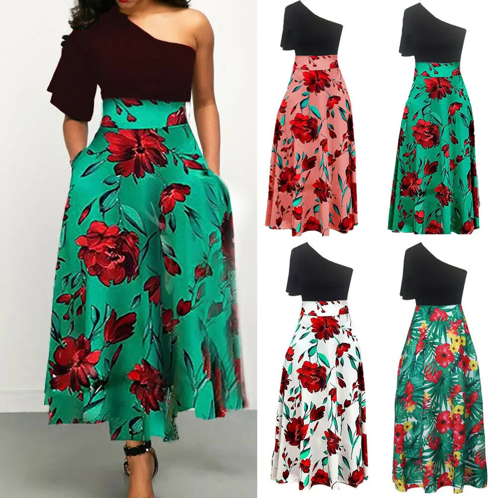 Women Boho Floral Long Dress Cocktail Party Summer Holiday Casual Pretty Beach Sundress Irregular Collar One Shoulder
Women Boho Floral Long Dress Cocktail Party Summer Holiday Casual Pretty Beach Sundress Irregular Collar One Shoulder