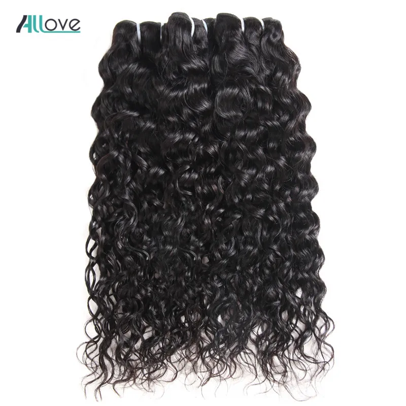 

Allove Hair Brazilian Water Wave Hair Bundles 100% Human Hair Weave Bundles Natural Color Non Remy Hair Weft 1/3/4 Bundles Deals