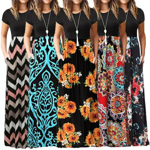 Women Boho Floral Long Maxi Long Dress Cocktail Party Summer Beach Printed Sundress Wholease
Women Boho Floral Long Maxi Long Dress Cocktail Party Summer Beach Printed Sundress Wholease