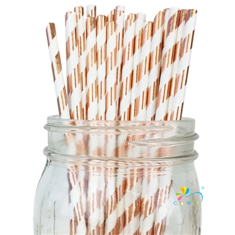 25pcs Solid Stripe Metallic Rose Gold Drinking Paper Straws Wedding Anniversary Festive Birthday Party Table Supplies
25pcs Solid Stripe Metallic Rose Gold Drinking Paper Straws Wedding Anniversary Festive Birthday Party Table Supplies