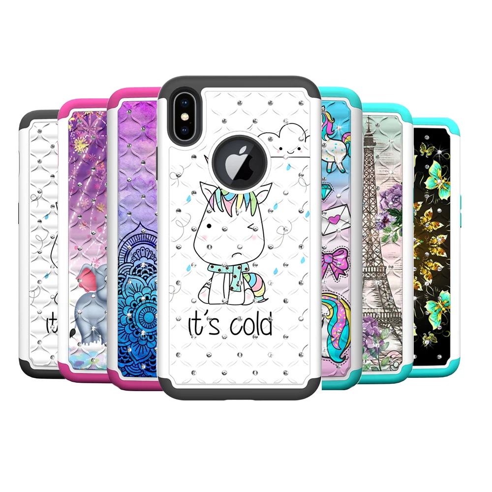 Luxury Fundas Cases For iPhone X 6 7 8 Plus 6sPlus XS XR Max Printed Bling Butterfly Unicorn Flower 2 in 1 PC + Silicone Case
Luxury Fundas Cases For iPhone X 6 7 8 Plus 6sPlus XS XR Max Printed Bling Butterfly Unicorn Flower 2 in 1 PC + Silicone Case