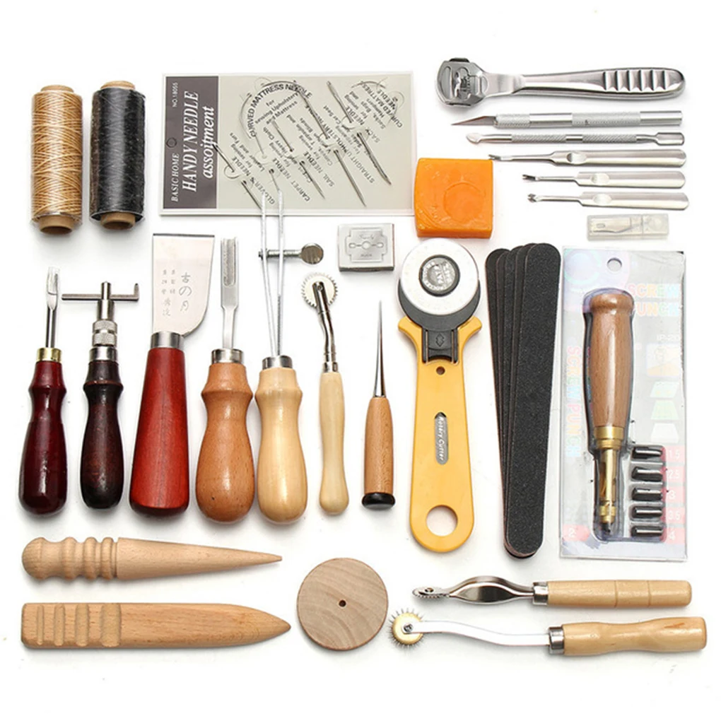 37PCS/Set Leather Craft Tools Kit Hand Sewing Stitching Punch Carving Work Saddle Leathercraft Accessories
37PCS/Set Leather Craft Tools Kit Hand Sewing Stitching Punch Carving Work Saddle Leathercraft Accessories