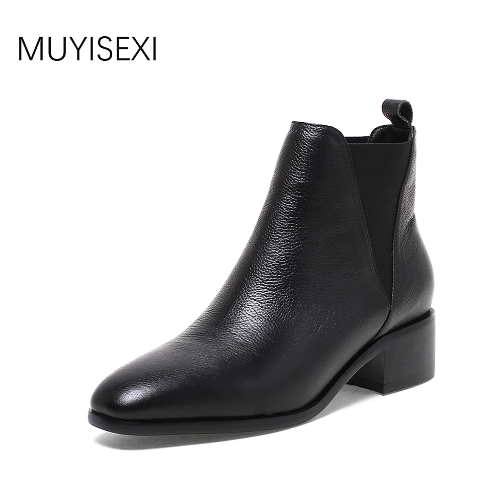 Genuine Leather Women Ankle Boots for Chelsea Boots Shoes Woman Bootie Black Autumn Boots For Women 34-42 JJ01 MUYISEXI
Genuine Leather Women Ankle Boots for Chelsea Boots Shoes Woman Bootie Black Autumn Boots For Women 34-42 JJ01 MUYISEXI
