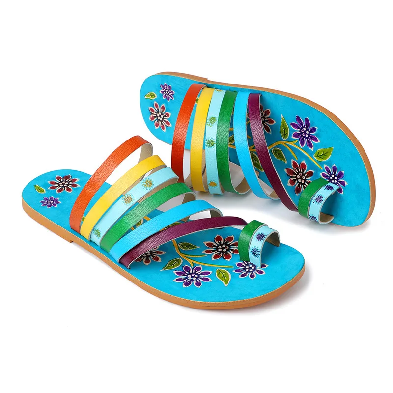 Bohemian Vintage Style Slippers Summer Women PU Leather Flip Flops Shoes Woman Clip Toes Slides Slippers Beach Shoes 2019
Bohemian Vintage Style Slippers Summer Women PU Leather Flip Flops Shoes Woman Clip Toes Slides Slippers Beach Shoes 2019