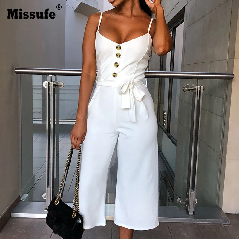Missufe Solid Straight Rompers Summer Sleeveless Overalls For Women Lace Up V Neck Long Playsuit Spaghetti Strap Button Jumpsuit
Missufe Solid Straight Rompers Summer Sleeveless Overalls For Women Lace Up V Neck Long Playsuit Spaghetti Strap Button Jumpsuit