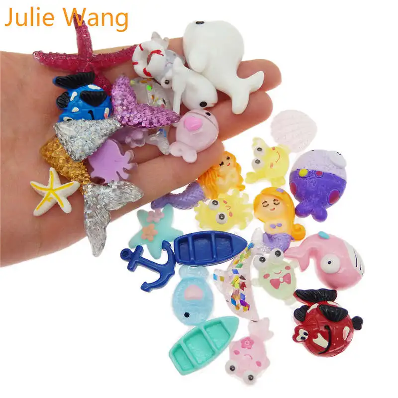 Julie Wang 30pcs Resin Sea Beach Charms Marine Life Mermaids Starfish Boat Fish Shell Cabochon Pendant Jewelry Making Accessory
Julie Wang 30pcs Resin Sea Beach Charms Marine Life Mermaids Starfish Boat Fish Shell Cabochon Pendant Jewelry Making Accessory