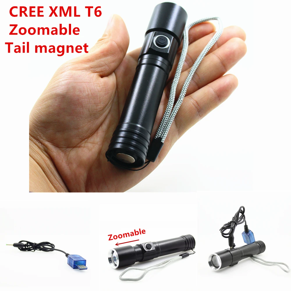 2017 New 1000 lumen USB Rechargeable CREE XmlT6 LED mini torch Flashlight 18650 LED Zoomable Lamp light magnet
2017 New 1000 lumen USB Rechargeable CREE XmlT6 LED mini torch Flashlight 18650 LED Zoomable Lamp light magnet