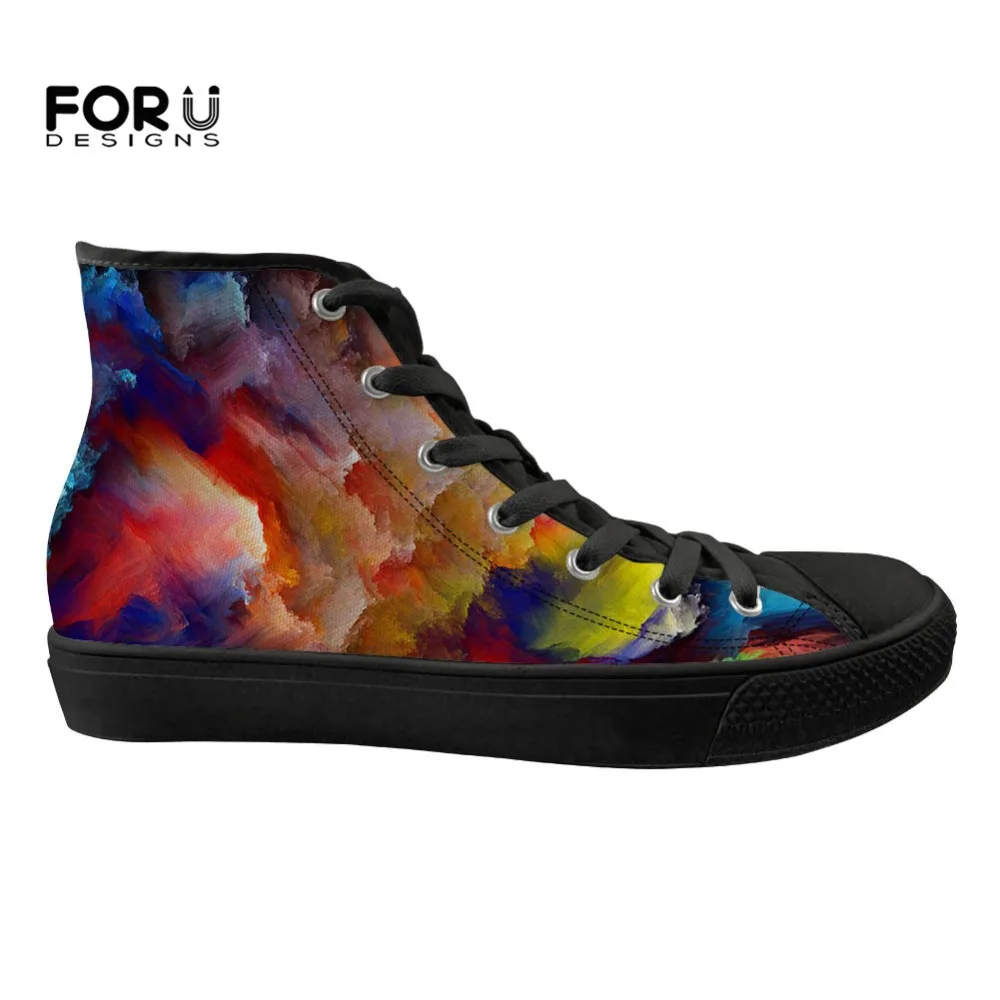 

FORUDESIGNS Fashion Graffiti Printed High Top Flats Womens Vulcanized Shoes Casual Sneakers Canvas Women Spring Shoes Woman 2019