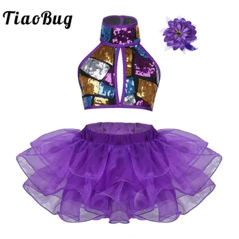 TiaoBug Kids Girls Sequined Stage Performance Lyrical Jazz Dance Costumes Halter Crop Top Ballet Tutu Skirt Flower Hair Clip Set
TiaoBug Kids Girls Sequined Stage Performance Lyrical Jazz Dance Costumes Halter Crop Top Ballet Tutu Skirt Flower Hair Clip Set