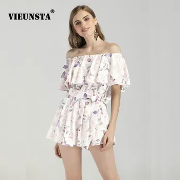 VIEUNSTA Sexy Off Shoulder Ruffles Chiffon Playsuits Women Floral Print Elegant Rompers Fashion Slash neck Jumpsuits With Belt
VIEUNSTA Sexy Off Shoulder Ruffles Chiffon Playsuits Women Floral Print Elegant Rompers Fashion Slash neck Jumpsuits With Belt