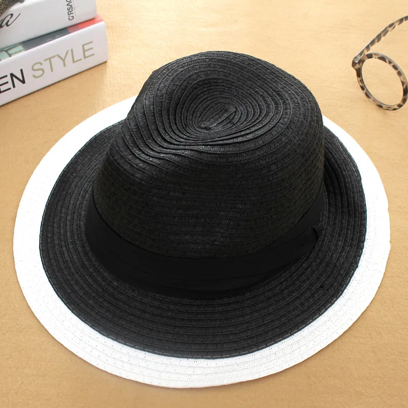 Summer Sun Hat Women South Korea's New Version Black and White Color Matching Hats Ladies Outdoor Beach Visor Straw Cap H023 |