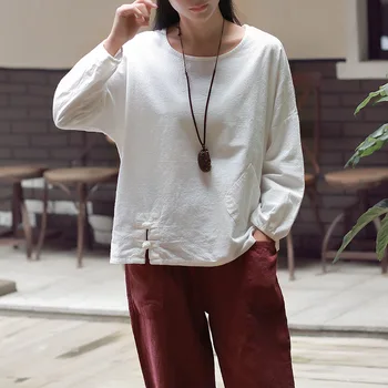 Runback Autumn Cotton Linen Long Sleeved White Navy T-shirt O-neck Solid Loose Large Size Poleras De Mujer Moda 2020 Femme Tops
Runback Autumn Cotton Linen Long Sleeved White Navy T-shirt O-neck Solid Loose Large Size Poleras De Mujer Moda 2020 Femme Tops
