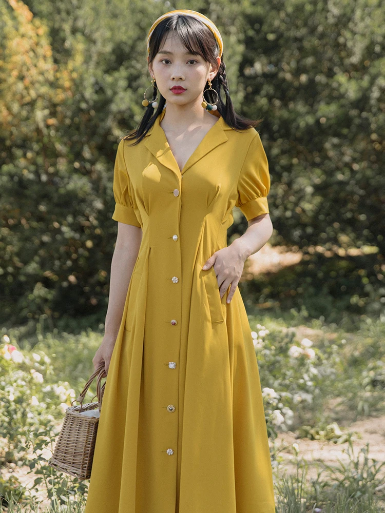 2019 новые модные женские платья французское Ретро летнее платье Тонкий