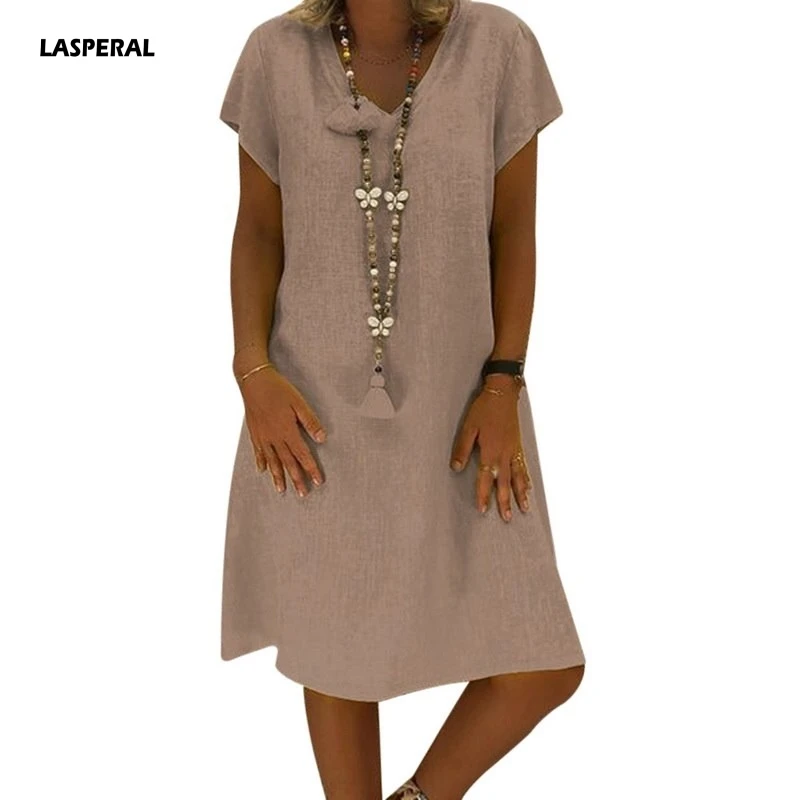 LASPERAL Women Casual Dress 2019 V Neck Casual Hot Sales Summer Loose Short Sleeve Cotton Solid Dress Ladies Beach Sundress 2019
LASPERAL Women Casual Dress 2019 V Neck Casual Hot Sales Summer Loose Short Sleeve Cotton Solid Dress Ladies Beach Sundress 2019