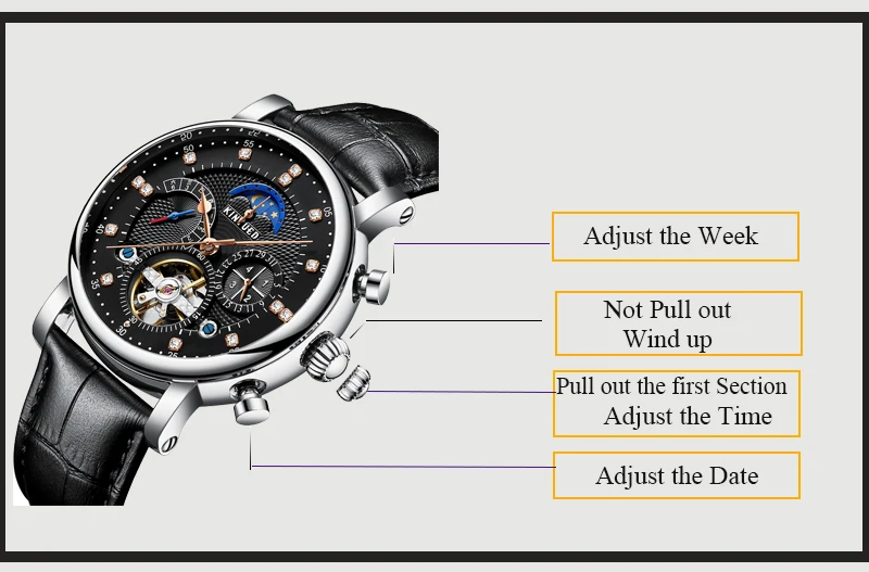 010KINYUED Mechanical Tourbillon Men Watches Luxury Fashion Brand Moon Phase Buckle Water Resistant Watch Multifunctional Timepiece (3)