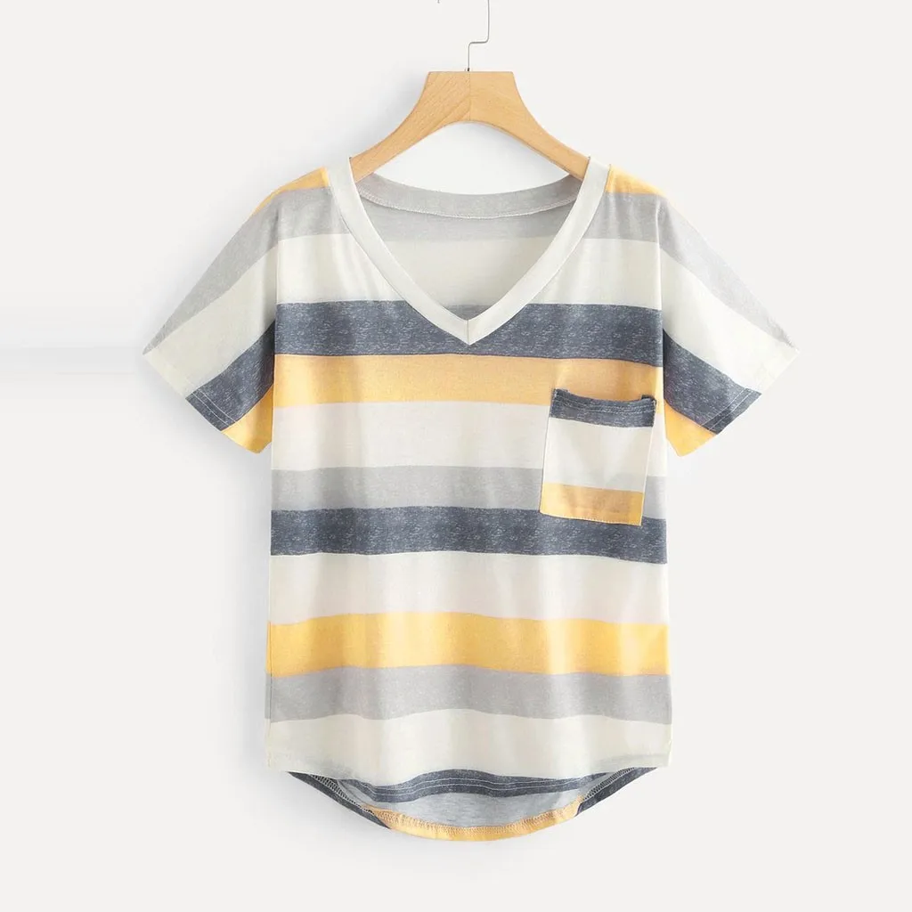 SAGACE High Quality T shirt Womens 2019 Sexy Stripe Casual V-Neck Tops Short Sleeve T-Shirt Pocket Block Color Tops female new
SAGACE High Quality T shirt Womens 2019 Sexy Stripe Casual V-Neck Tops Short Sleeve T-Shirt Pocket Block Color Tops female new