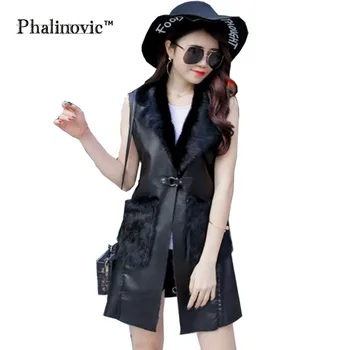 Phalinovic 2017 Winter Black Leather Vest Faux Fur Jacket Sleeveless Female Boday Warmer Long Style Waistcoat with Fur Pockets
Phalinovic 2017 Winter Black Leather Vest Faux Fur Jacket Sleeveless Female Boday Warmer Long Style Waistcoat with Fur Pockets