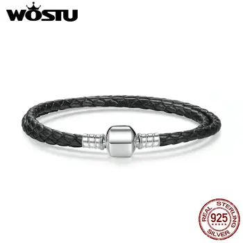 100% 925 Sterling Silver & Two Circle Genuine Black Leather Rope Chain Charm Fit Pan Bracelet For Women Men Fine Jewelry
100% 925 Sterling Silver & Two Circle Genuine Black Leather Rope Chain Charm Fit Pan Bracelet For Women Men Fine Jewelry