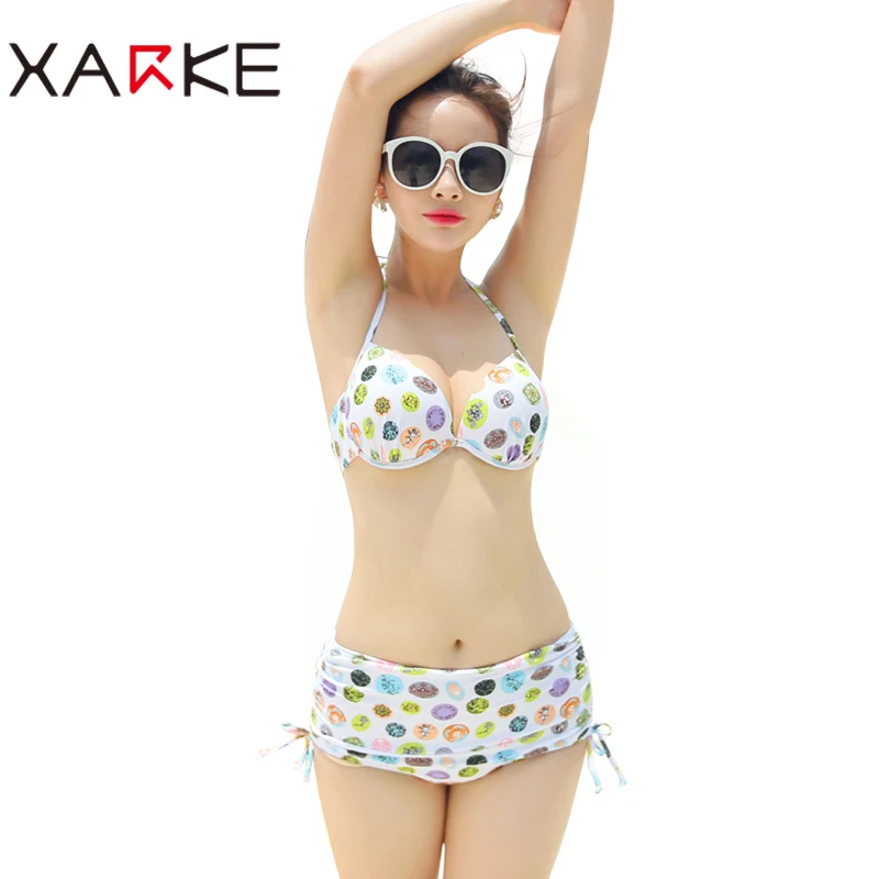 

XARKE Sexy Bikini Summer beach swimsuits push up three-piece swimsuit woman's swimwear hot spring bathing suits swimming suits