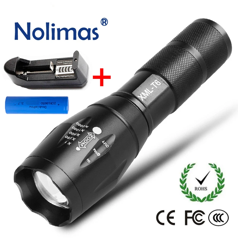 

LED Rechargeable Flashlight 18650 4000LM Torch 5 Modes Zoomable Tactical Powerful T6 Flashlights XML Outdoor Camping Lanterna