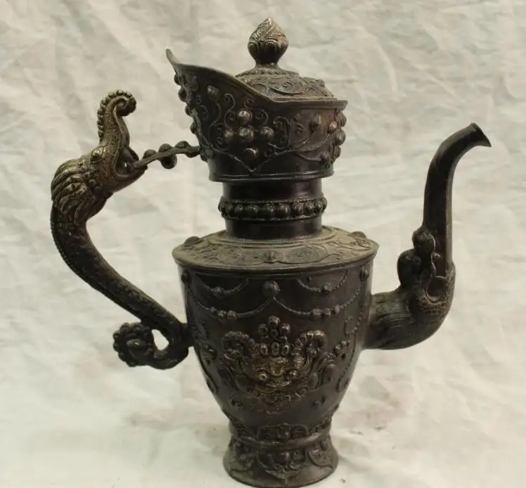 S1403 10" Chinese Silver Bronze Dragon Flagon Lion Head Wine TeaPot Flagon Statue discount 30% (C0324)
S1403 10" Chinese Silver Bronze Dragon Flagon Lion Head Wine TeaPot Flagon Statue discount 30% (C0324)