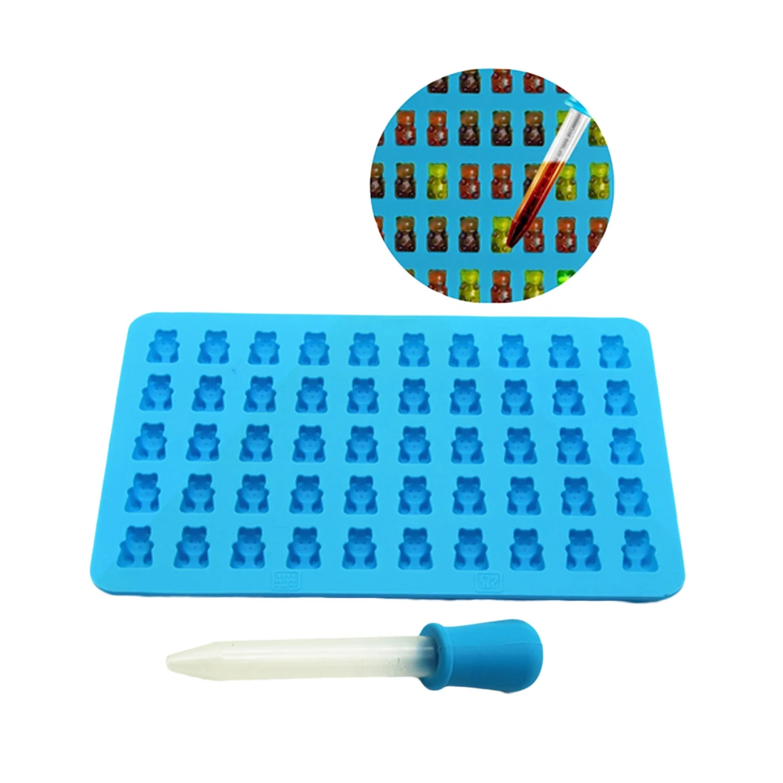 New 50 Cavity Gummy Bears Hard Candy Chocolate Silicone Soap Ice Cube Tray Baking Mold With Dropper
New 50 Cavity Gummy Bears Hard Candy Chocolate Silicone Soap Ice Cube Tray Baking Mold With Dropper