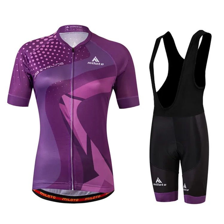 17 New Find the Womens Sports Wear MTB Bike Clothing Purple Fashion Summer Cycling Jersey Short Sleeve with bib pants breathable (16)