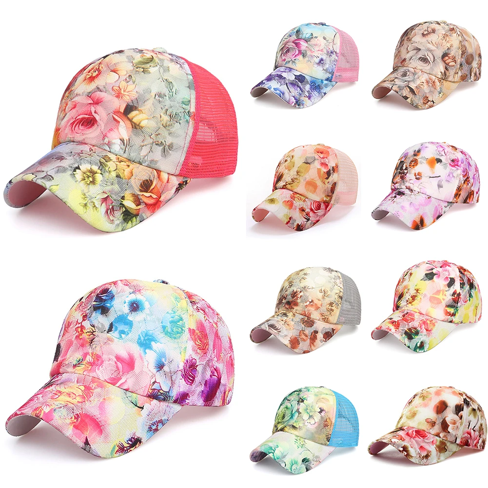 Women's Baseball Cap Painting Embroidery Flower Girls Snapback Hats Woman Female Mesh Summer gorra hombre | Аксессуары для