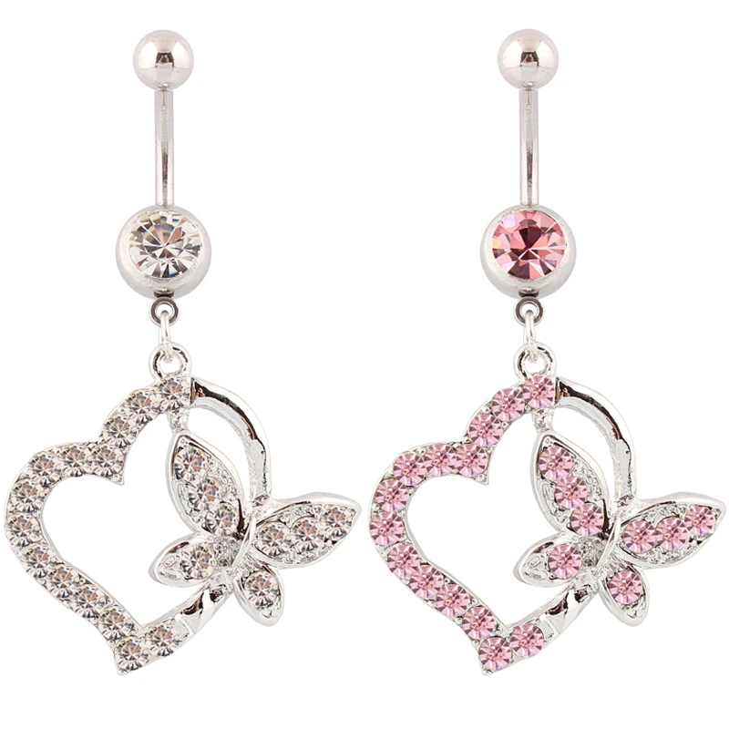 Dangle heart Butterfly Pendant navel ring Belly button ring fashion women body piercing body jewelry Wholesale 14G medical steel
Dangle heart Butterfly Pendant navel ring Belly button ring fashion women body piercing body jewelry Wholesale 14G medical steel