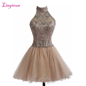 Linyixun Real Photo Champange Short Cocktail Dresses 2017 Ball Gown Prom Dresses Halter Sleeveless Organza Homecoming Dresses
Linyixun Real Photo Champange Short Cocktail Dresses 2017 Ball Gown Prom Dresses Halter Sleeveless Organza Homecoming Dresses
