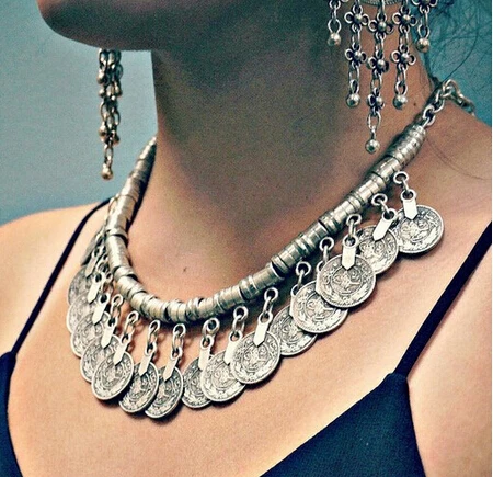 2015 Bohemian Ethnic Antalya Yonca tassel necklace Silver Turkish Gypsy Boho Coachella Beach Choker Bib Coin Necklace for Women
2015 Bohemian Ethnic Antalya Yonca tassel necklace Silver Turkish Gypsy Boho Coachella Beach Choker Bib Coin Necklace for Women