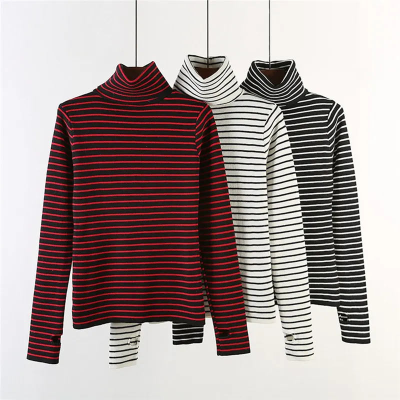 GIGOGOU Stripe Turtleneck Women Sweater Thumb Hole Autumn Winter Thick Pullover Sweater knitted Warm Female Jumper Top
GIGOGOU Stripe Turtleneck Women Sweater Thumb Hole Autumn Winter Thick Pullover Sweater knitted Warm Female Jumper Top