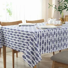 Cotton Tablecloth Linen Coffee Cover Wedding-Banquet Dinner Blue Fashion for Thickened