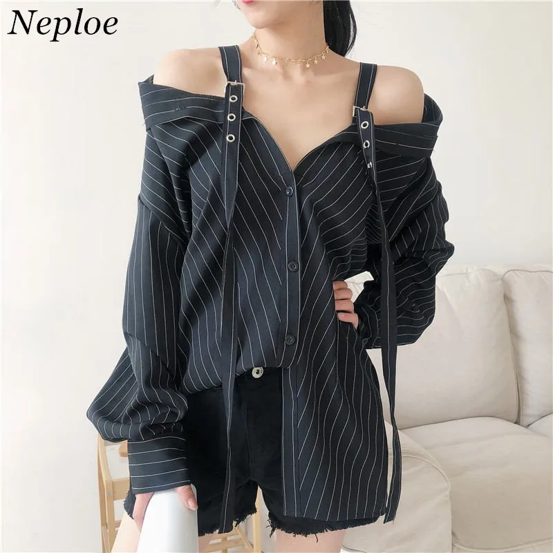Neploe Off Shoulder Blouse Sexy Strapless Shirt 2019 Women New Korean Fashion Long Sleeve Vertical Striped Shirts 36967
Neploe Off Shoulder Blouse Sexy Strapless Shirt 2019 Women New Korean Fashion Long Sleeve Vertical Striped Shirts 36967